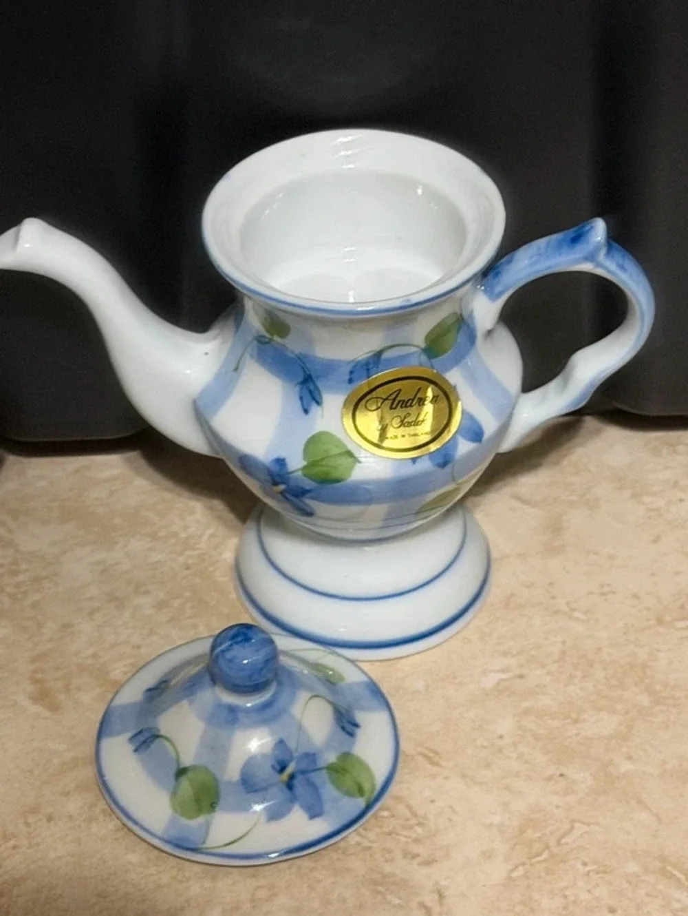 Andrea by Sadek Miniature Porcelain Teapots Set of 3